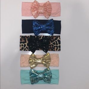 Set of 5 16 inch baby sparkle bows